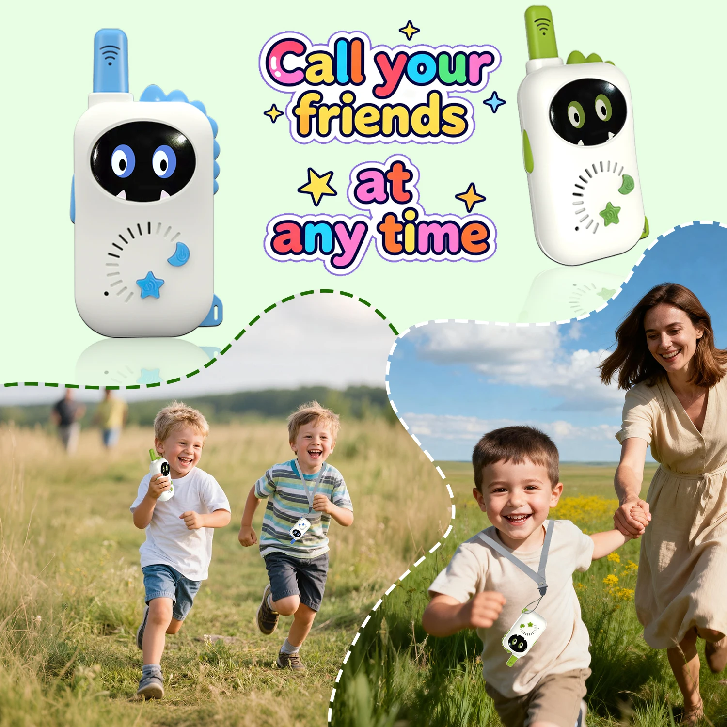 2pcs Mini Walkie Talkie Kids Children Long Distance Wireless Transmission Outdoor Handheld Two Way Radio for Boys Girls Gift