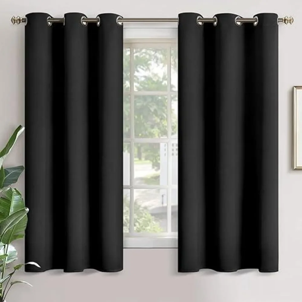 

2 Panels Black Out Curtains 63 Inches Long for Bedroom Window Drapes Living Room Luxury Home Decor Bathroom Rug Floor Mats