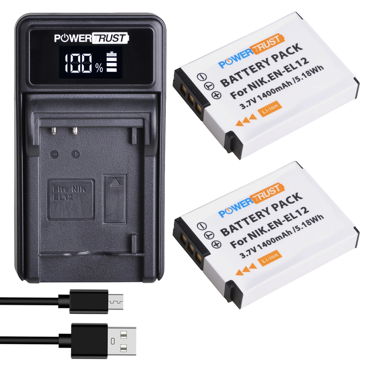 En-El12 Caricabatteria/Mh-65 Nikon Coolpix A1000, B600, Aw130, A900, W300, S1200Pj, S9900, S8200, S6300, S800C, S710, S70