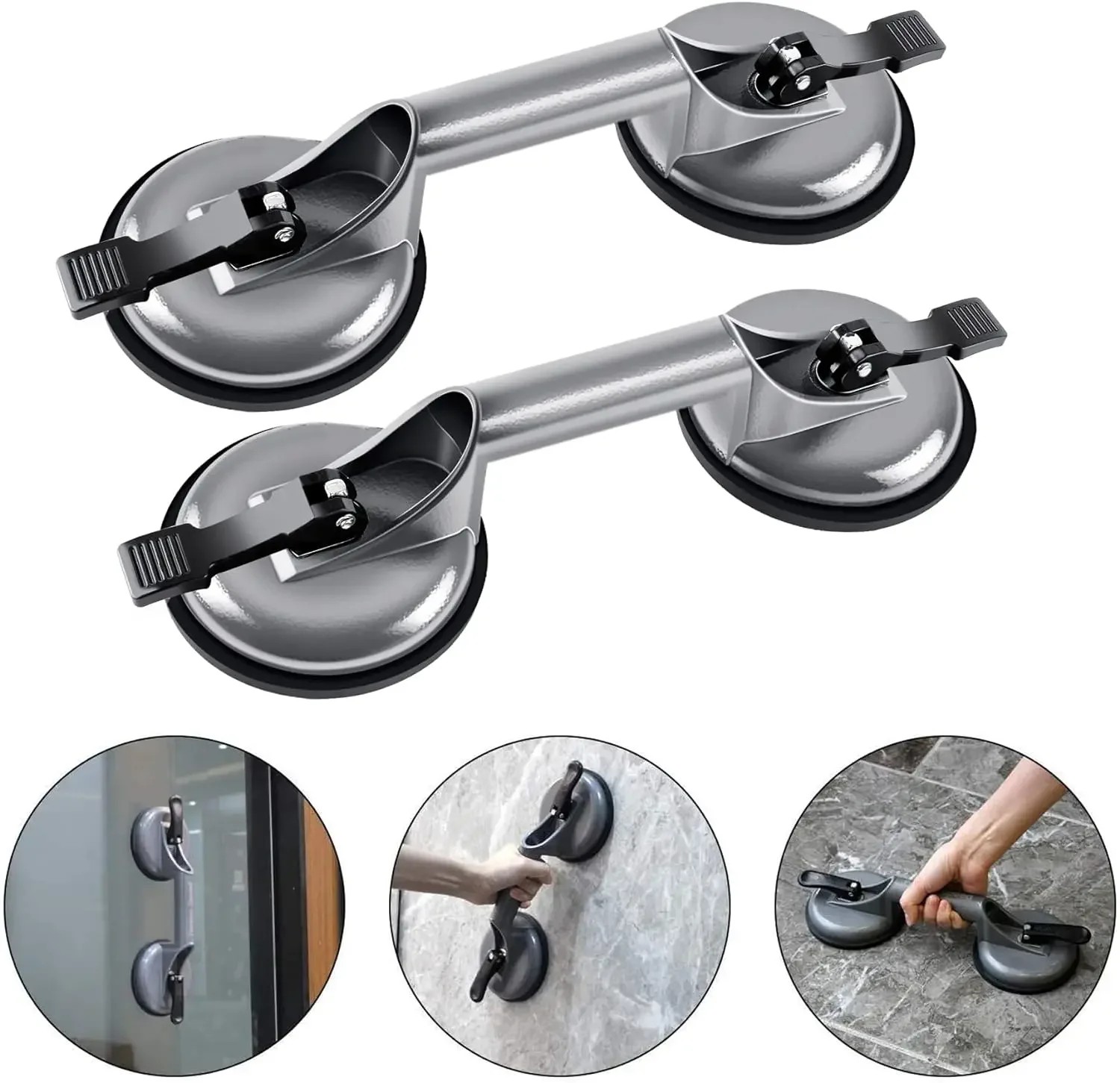 Double Suction Cup Glass Suction Cups Dent Puller Handle Lifter Car Dent Puller Removers for Lifting Glass Repair Tool