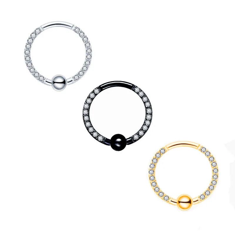 Zcompresses-Boucles d'oreilles en titane sur cerceau, Piercing en fer à cheval circulaire, Septum, Jules, Tragus Helix, Bijoux de corps, Anneau antarctique