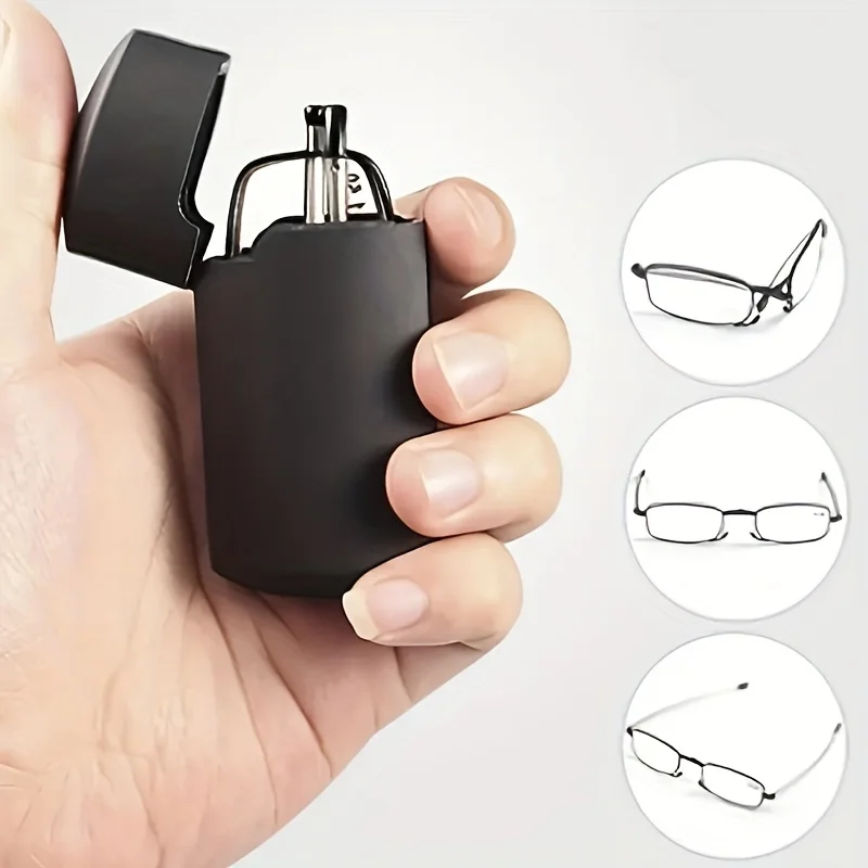 Unisex Foldable Reading Glasses for Presbyopia Spring Hinge Computer Screen Friendly Protective Case