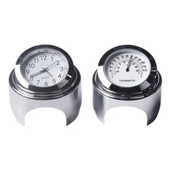Premium Motorcycle Handlebar Mount: Waterproof Clock & Thermometer Combo (White face)