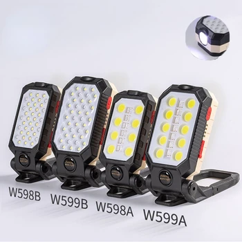 COB 작업등 휴대용 LED 손전등, 조절식 USB 충전식, 방수 캠핑 랜턴, 자석 디자인, 전원 디스플레이 포함
