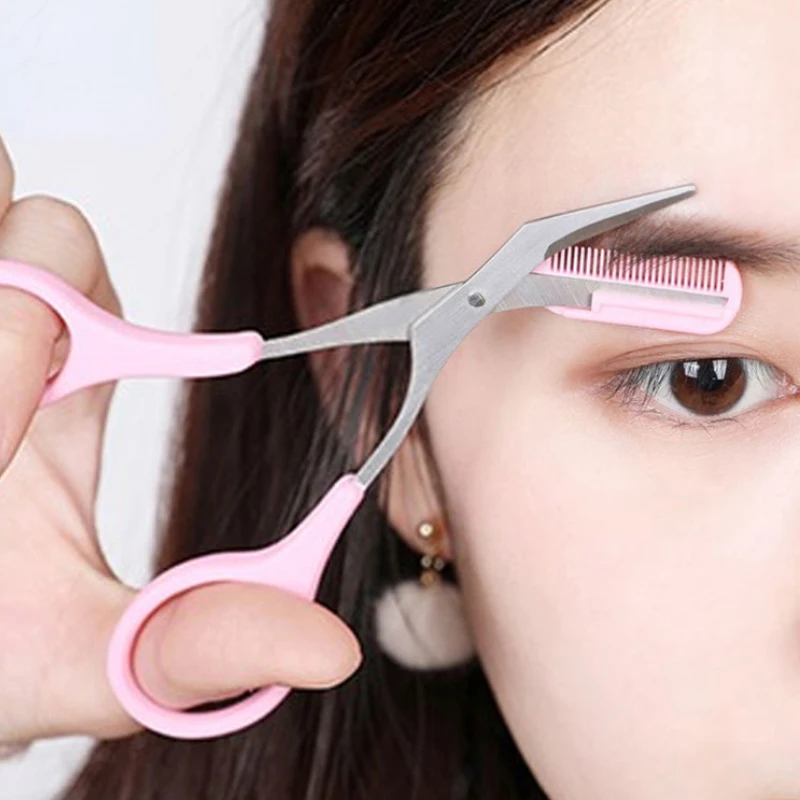 

Makeup Tool Safe Eyebrow Trimmer with Comb Pointed Small Scissors Trimming Set Stainless Steel Grooming Shaping Beauty Tool