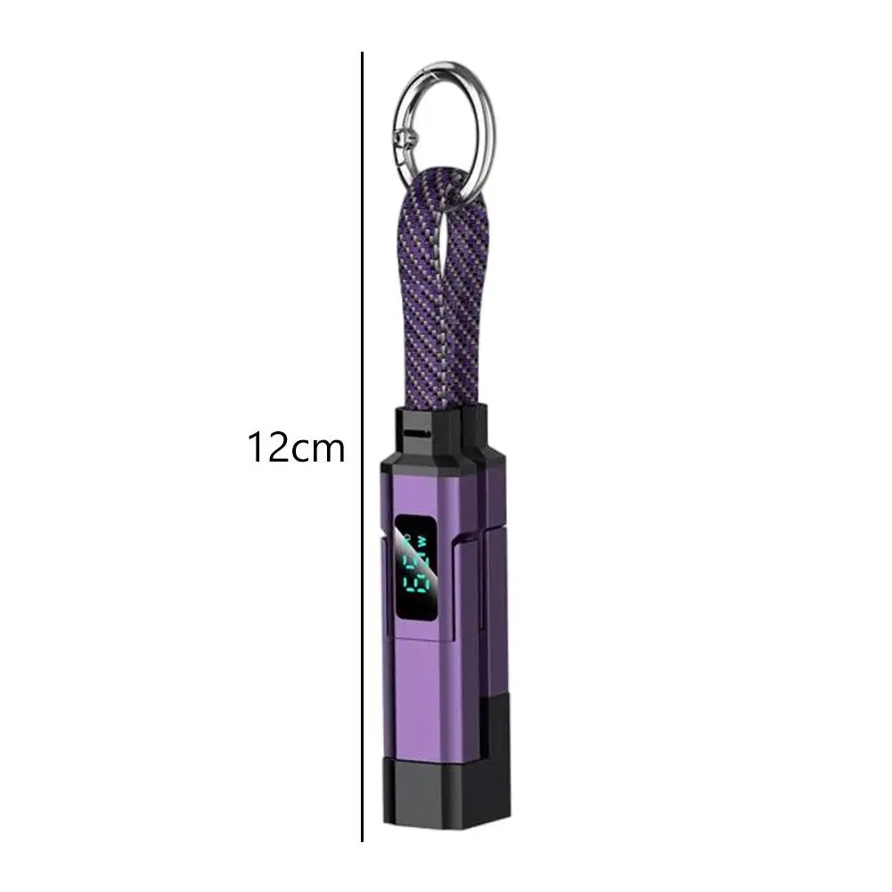 כבל טעינה 4 ב-1 65W בצורת מחזיק מפתחות, כבל USB C עם תצוגת V/A/W, סוג C עבור אפל, כבל נייד לאייפון/אייפד/סמסונג/לפטופ