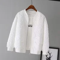 2024 New Style Women's Cropped Baseball Jacket Korean Version Spring Casual Petite Clothing Top Stylish Short Length Jacket