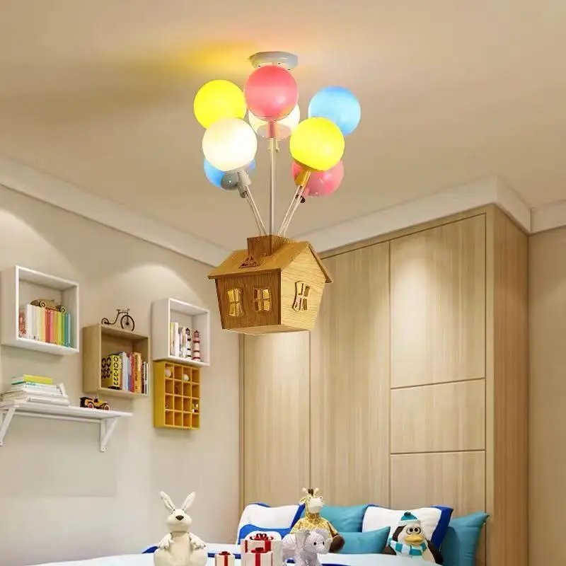 Современные Мультяшные воздушные шары, потолочные светильники для детей, цветные стеклянные подвесные светильники для мальчиков и девочек, украшения для спальни, светодиодные светильники