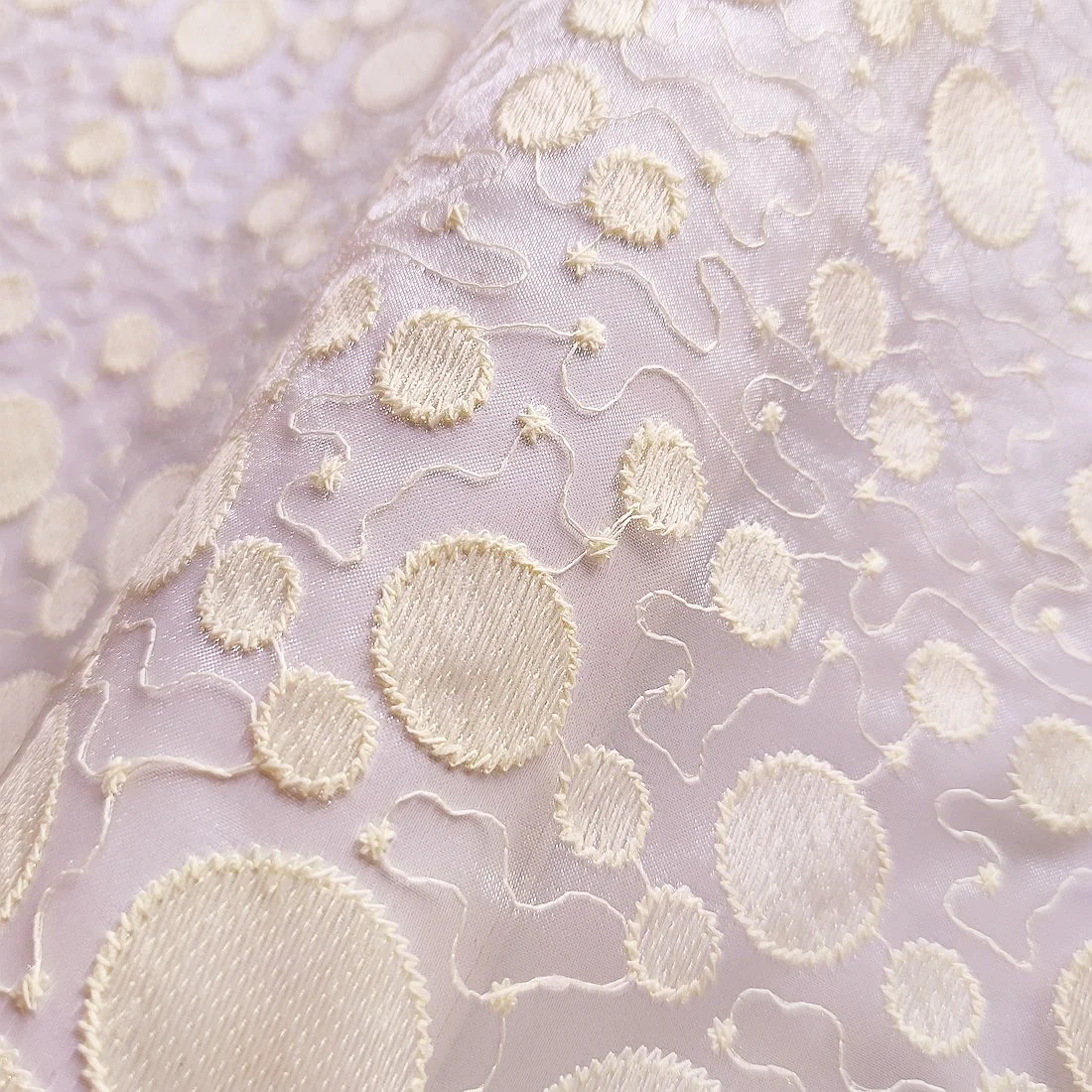 Swsiss Tulle Lace Materials Cream African Lace Fabric 5 Yards Korean Latest French Nigerian Organza Fabric for Wedding
