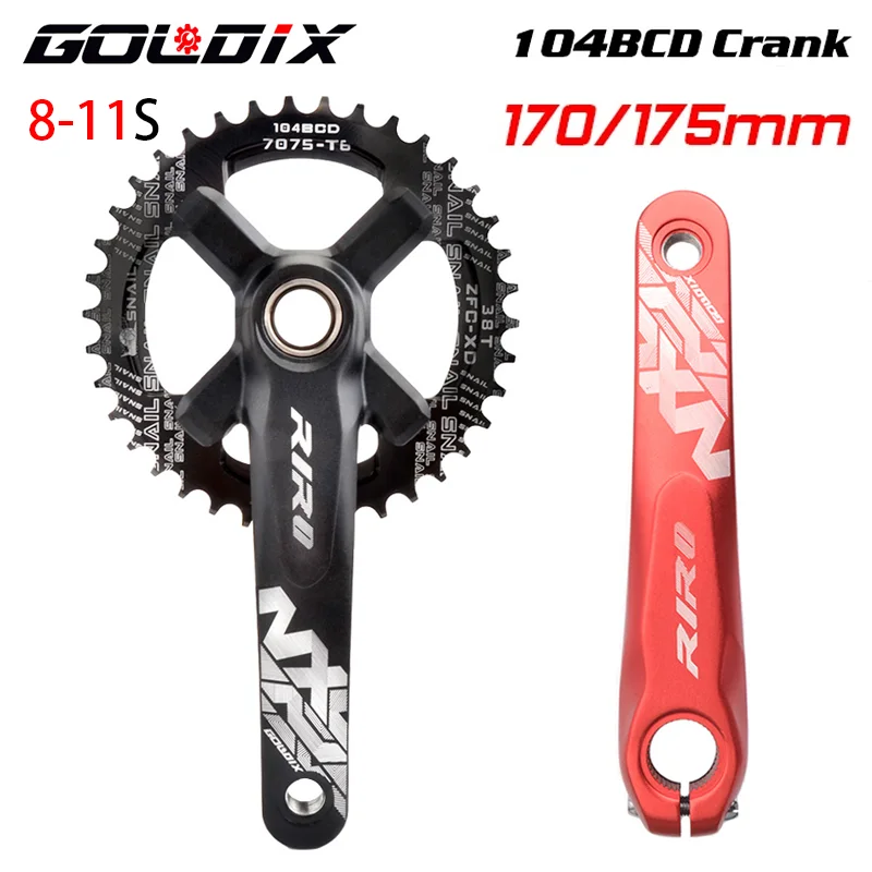 

GOLDIX RIRO Hollowtech Crank 104 BCD 32/34/36/38/40/42T Integrated Crank 170/175mm MTB Cranks 8/9/10/11S Bike Crankset Part