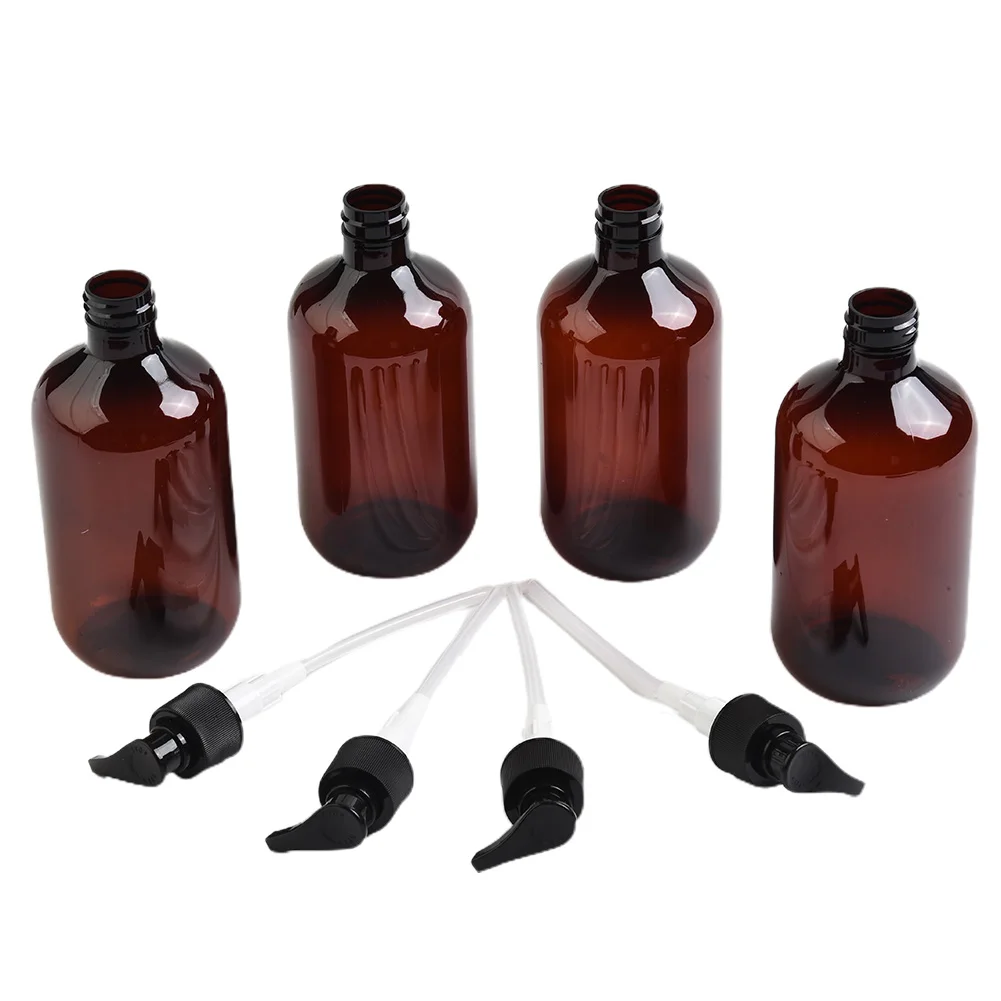 Soap Dispenser 4PCS 500ml Bathroom Reusable Hand Pump Dispenser Bottle Shower Gel Shampoo Refillable