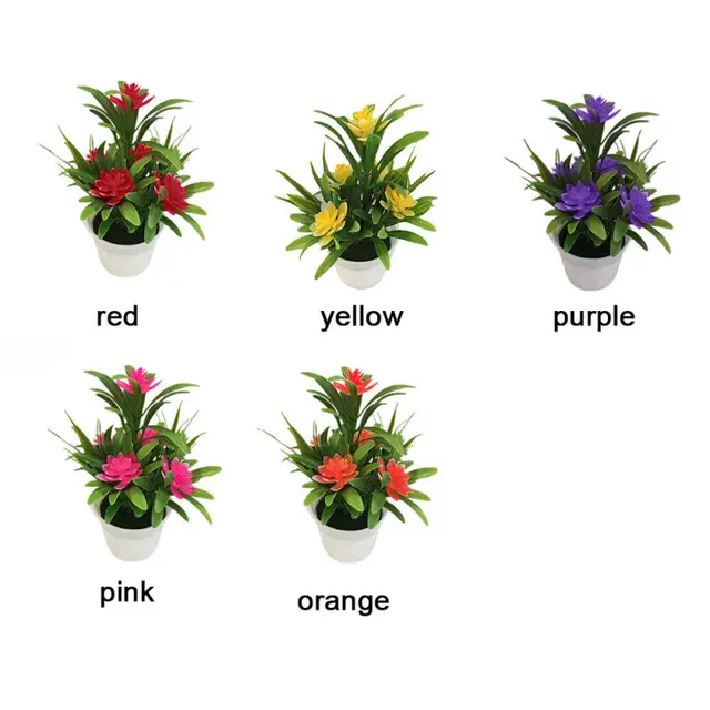 Pot de plantes à fleurs artificielles, simulation de fausses fleurs en plastique, décoration de maison et de bureau, bonsaï de bureau, ornements de balcon pour fête de mariage 6