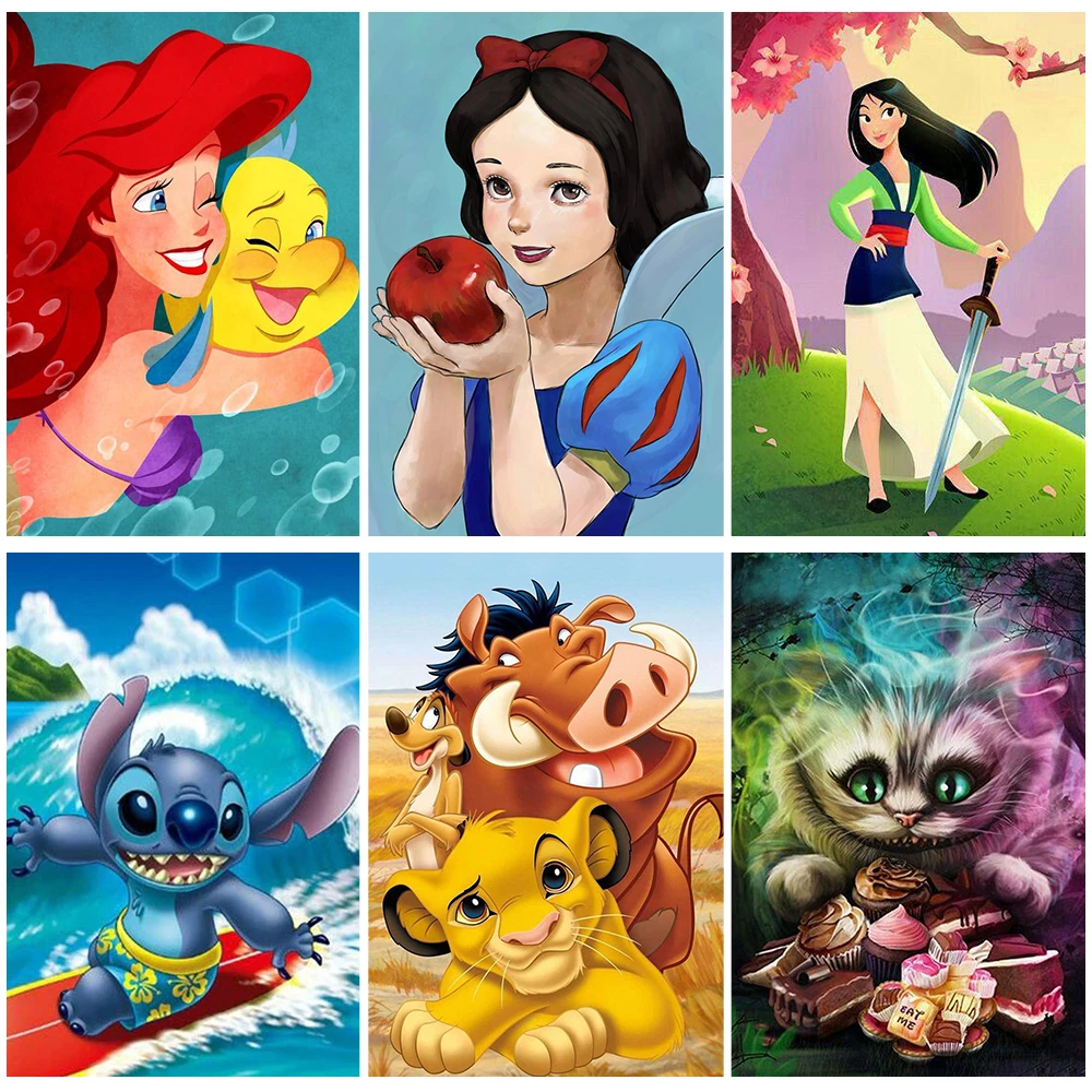 

Disney DIY 5D Diamond Painting Cartoon Princess The Lion King Diamond Embroidery Children Cross Stitch Kits Mosaic Home Decor