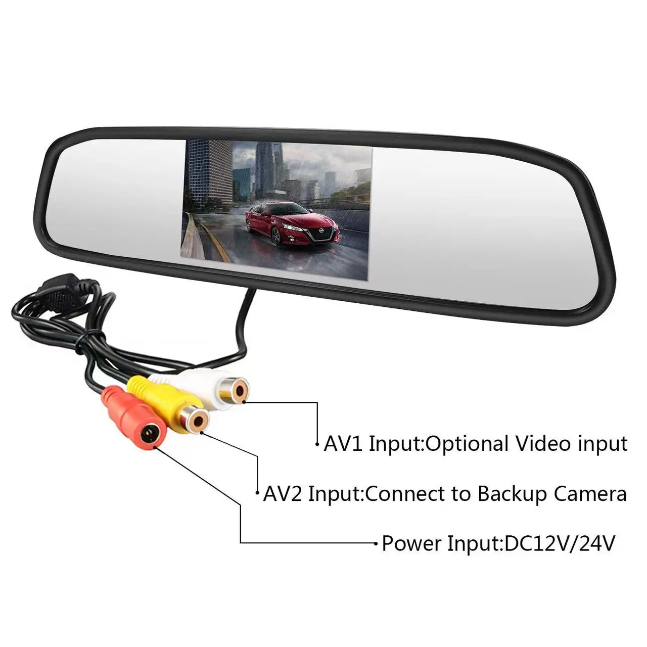 4.3 inch Car Monitor Auto Rear View Mirror LCD Screen 12v Universal for Backup Camera/Front Camera/Media Player/Safety Driving