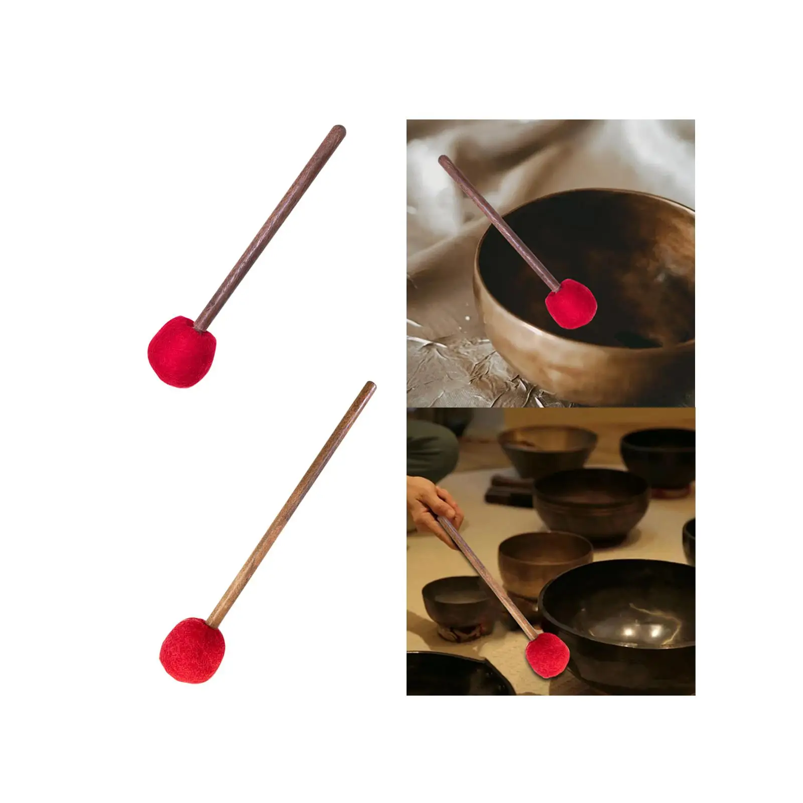Sound Bowl Mallet Handmade Replacement Easy to Grip Anti Slip Wool Felted Percussion Sticks Drumstick Tibetan Bowl Sticks