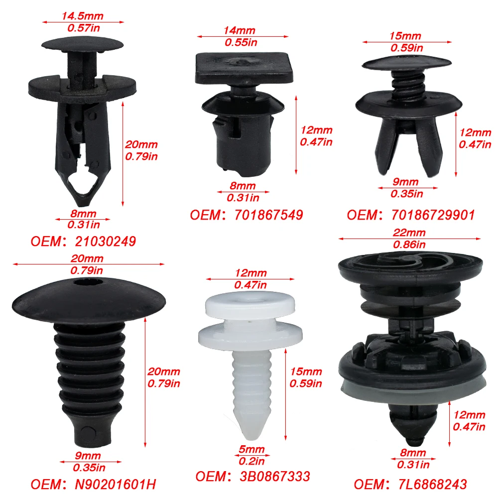 120x Für VW Transporter T4 T5 T6 Auto Trim Futter Clips Stoßstange Retainer Auto Motor Undertray Abdeckung Verschluss Kunststoff push Nieten – Detail 1