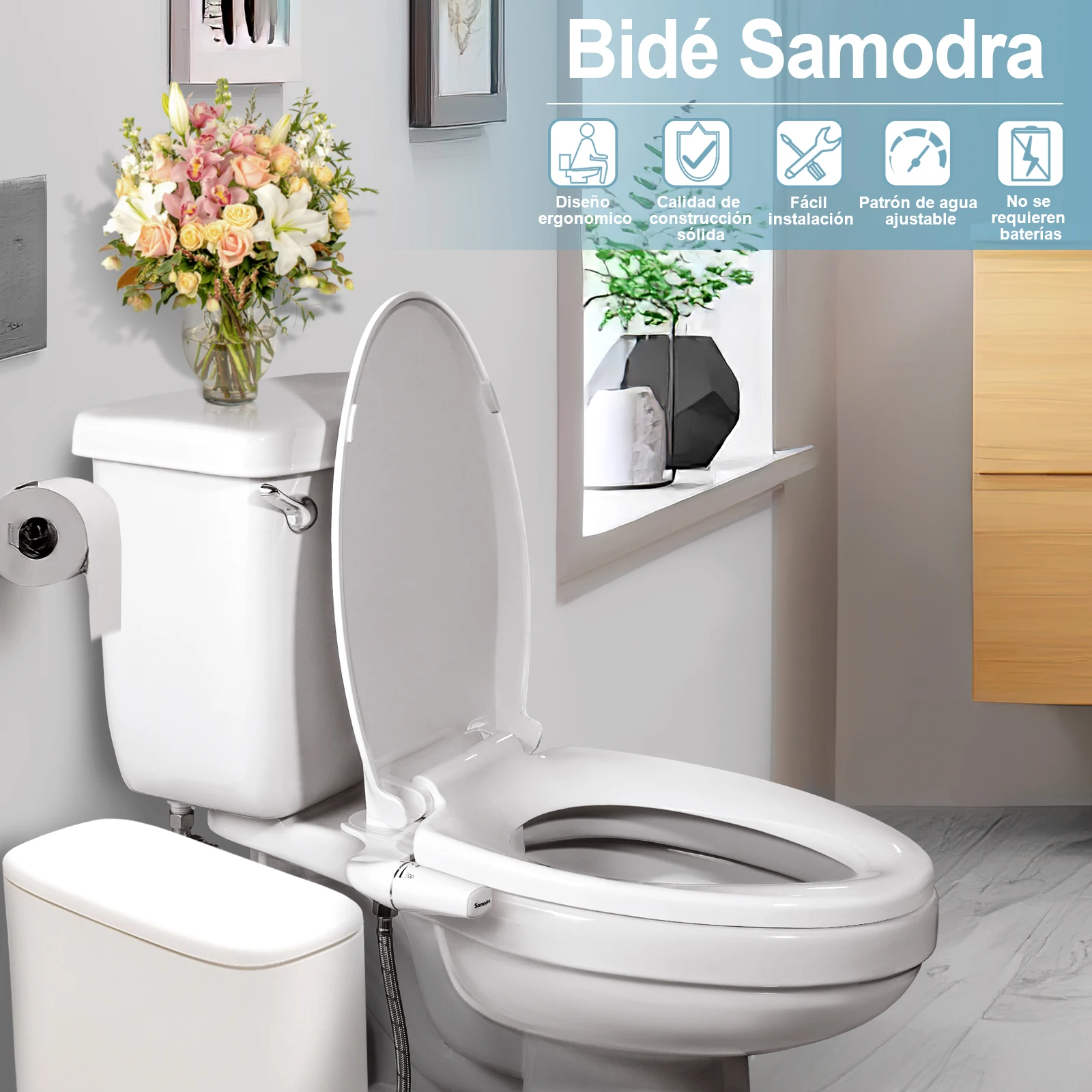 Bidet SAMODRA Ultra-Delgado, Bidet Minimalista para Inodoro con Doble  Boquilla (Lavado Frontal y Trasero) Presión de Agua Ajustable, Attachment  de Asiento para Inodoro con Agua Fresca, Fácil de Instalar. - AliExpress