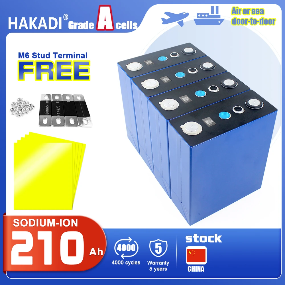 

HAKADI Sodium-ion Rechargeable 3V 210Ah Prismatic Batteries 4-16pcs For Solar System Power Grid Outdoor Power Supply