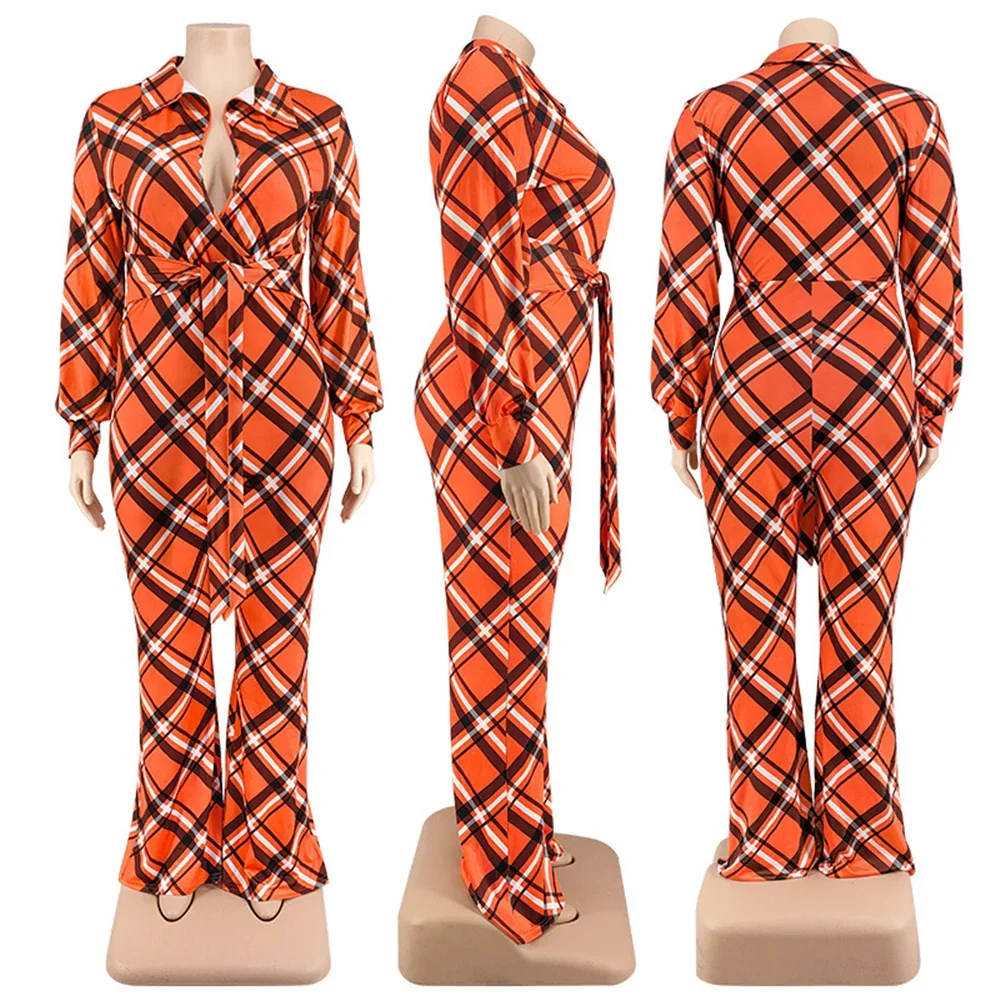 Plus Size Women's Clothing Jumpsuits Rompers Printed Wide Leg button Lace Up XL-5XL  Fashion Streetwear Wholesale Dropshipping