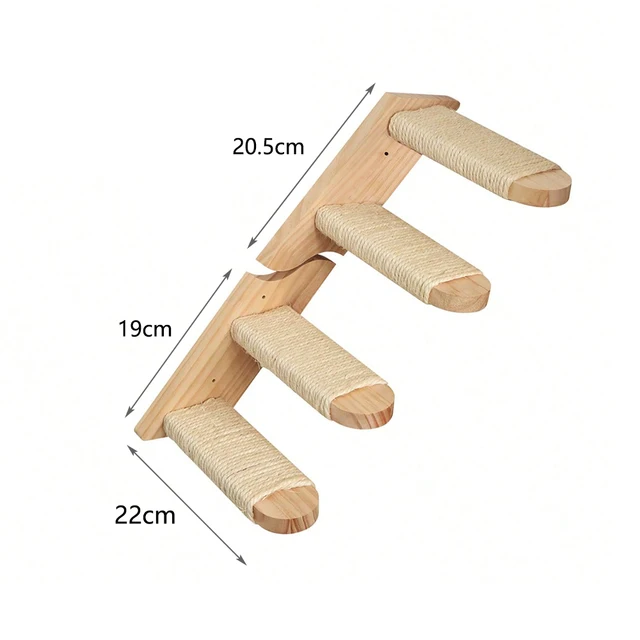 Cat Wall Climbing Steps Shelves Wall Mounted with Reversible Four-Stairs Cat Tree Scratching Post Steps Sisal Rope Accessories 2
