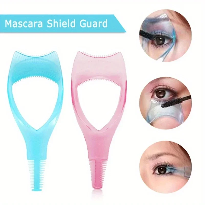 Description Picture 3 of item3 in 1 Mascara Applicator Template with Eyelash Curler Guard and Case, Eyeliner Holder, Eyelash Aid, Eyebrow Drawing Tool