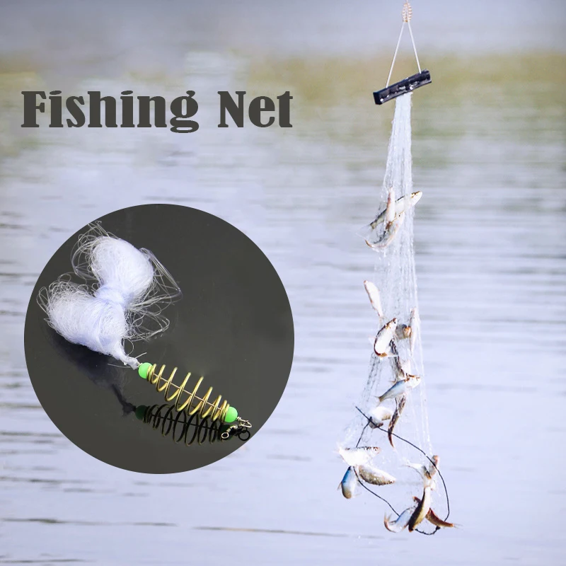 1pc Fishing Net Explosion Fish Hook Design Copper Spring Trap Luminous Bead  Shoal Fishing Net Stainless Steel Rigs Swivel Tools
