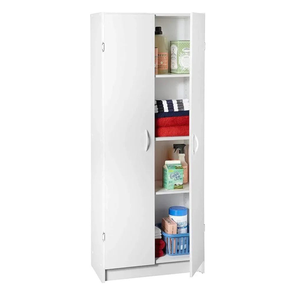 Pantry Cabinet Cupboard with 2 Doors, Adjustable Shelves, Standing, Storage for Kitchen, Laundry or Utility Room, White 5