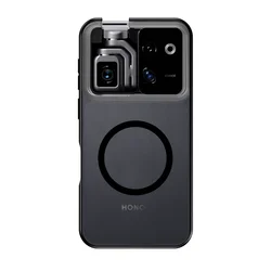 Enhanced Shockproof Transparent Bumper Case with Antiknock Protection for HONOR Robot Phone (Magnetic black)