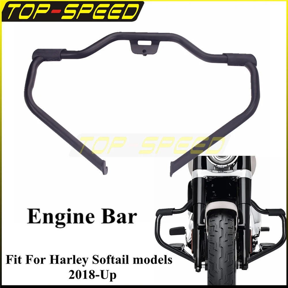 Black Mustache Engine Guard For Harley Softail 2000-2017 - Highway Crash Bar, Matte Finish 4 thumbnail image