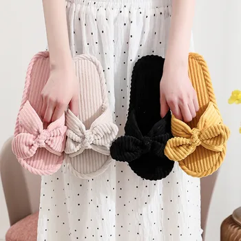 أحذية ونعال لغرفة المعيشة من قماش مخملي مزين بفيونكة 1