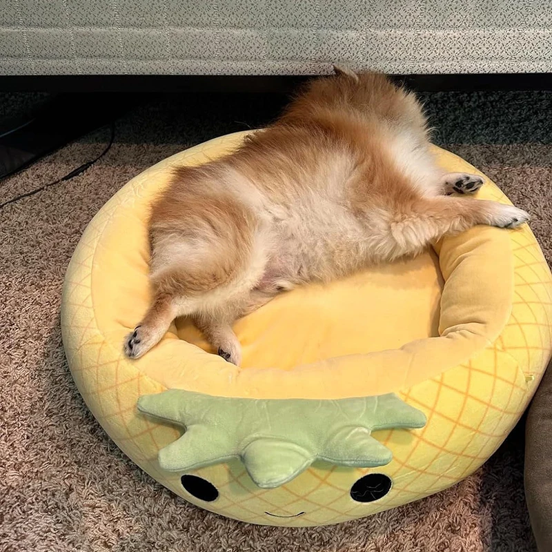 

Round Pineapple Shape Pet Bed Mat Winter Super Soft Plush Insulation Comfort Breathable Dog Bed Cat House Dog Accessories