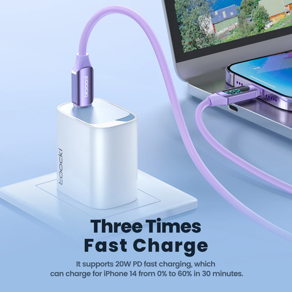Enhanced Toocki LED Display Fast Charging USB-C Cable