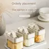 Glass Seasoning Box With Spoon Dustproof Lid Clear Countertop Spice Condiment Salt Sugar Storage Jar Container Kitchen Supplies 3