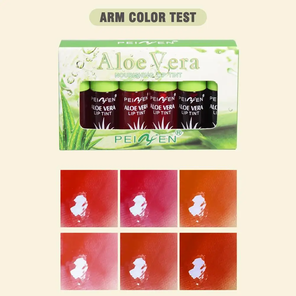 Aloe Vera Liquid Lipstick Set 6 Color Color Changing Lip Gloss Lasting Moisturizing Lip Tint Beauty Korean Cosmetics Makeup Tool lip gloss lip makeup lip glaze lip tint