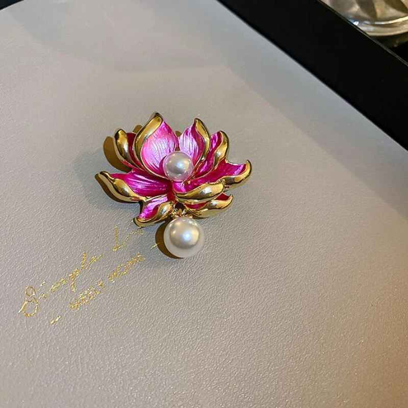 Lotus Flower Enamel Pin Women's Pins And Brooches Fashion Brooch Weddings  Bouquet Clothes Jewelry Accessories Gift For Women