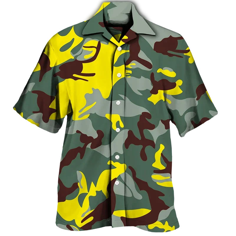 

Newest Camouflage 3D Print Men's Shirts Short Sleeve Turn-down Collar Couples Tops tee Single Breasted Tactical Military Camisas