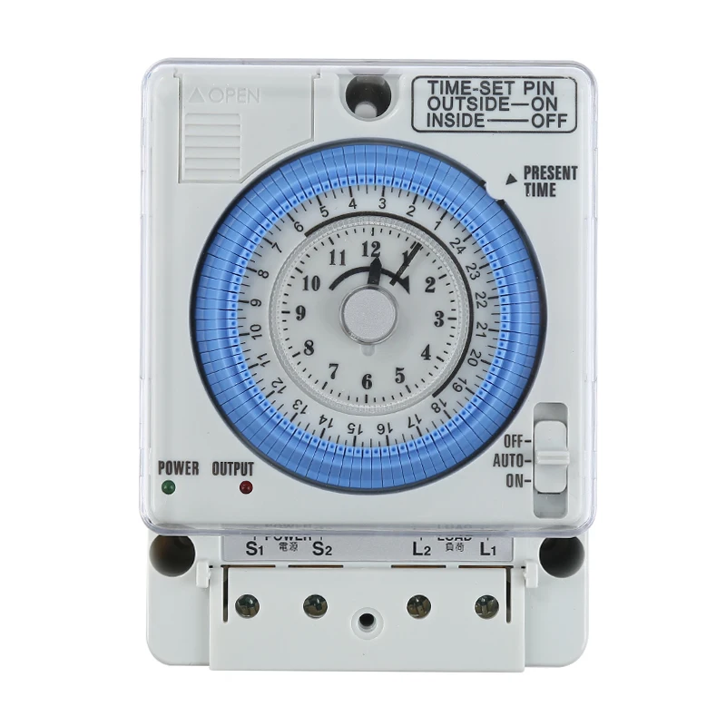 

ManHua 24H 12VDC 15A Din Rail Timer Switch TB35 Analog Time Control Switch Mechanical Time Controller