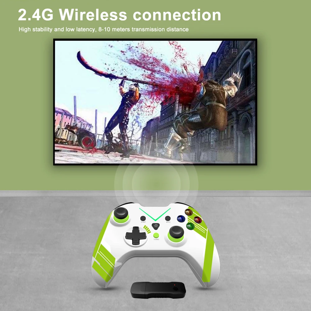 Manette de jeu sans fil 2.4G pour Xbox 360 (Vert)