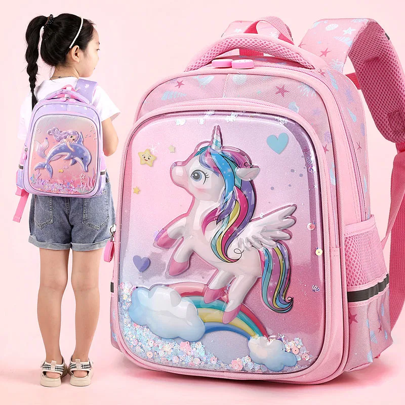 

Children's Schoolbag Cartoon Mermaid Unicorn Pattern Kindergarten Backpack Cute Boys and Girls Lightweight School Bag