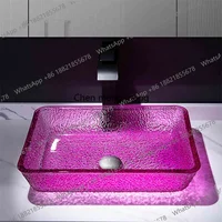 อ่างล้างหน้าทรงสี่เหลี่ยมแบบใส ผลิตจากวัสดุหล่อขึ้นรูป ลดราคา สำหรับใช้ในห้องน้ำ ระเบียง หรือวางบนเคาน์เตอร์ 2