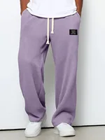 Pantalon de survêtement pour homme, tendance printemps-automne, coupe ample, extensible, jambe droite. Tissu gaufré. Pantalon décontracté sportif micro-extensible 1