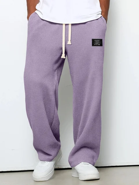 Pantalon de survêtement pour homme, tendance printemps-automne, coupe ample, extensible, jambe droite. Tissu gaufré. Pantalon décontracté sportif micro-extensible 1