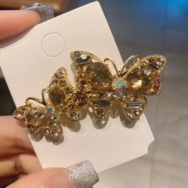 Crystal Butterfly Hair Clip Large Top Clip Flower Spring Clip Cute Women's Duckbill Clip Headdress Hair Accessories