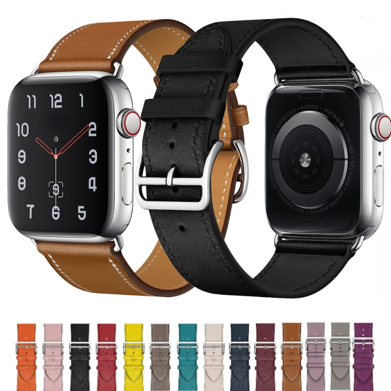 Leather Strap for Apple Watch Band Ultra 49mm 8 7 45mm 41mm Premium Bracelet Wristband for iWatch 6 5 4 SE 44mm 40mm 3 42mm 38mm