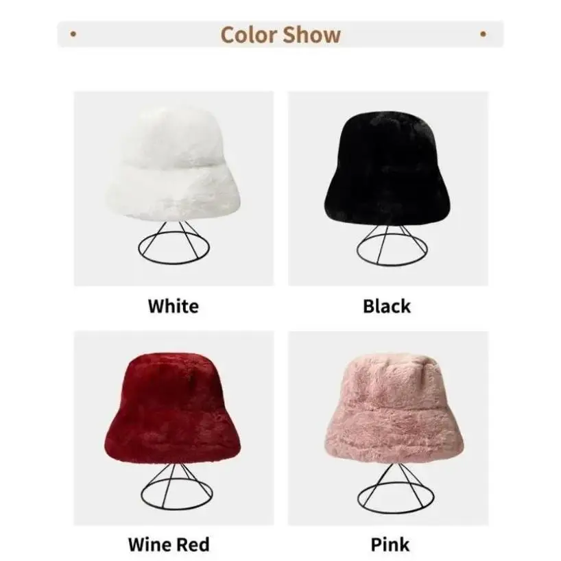 1 Pcs Korean Version Fashionable Versatile Bucket Hat New Hat For Women In Winter New Warm Imitation Mink Fur Fisherman Hat