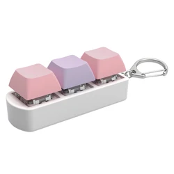 Tri - Key Mechanical Fidget Clicker and Stress Reliever Keychain (Pink purple)