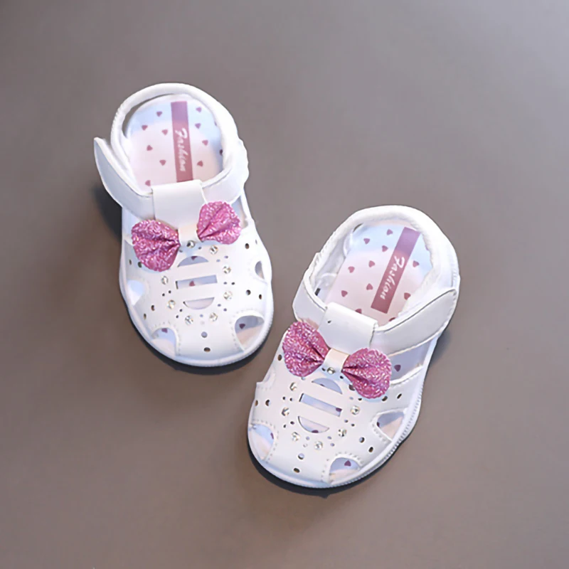 1-4years Girls Summer Sandals Soft Soled Squeaky Front Wrapped Sandals For Girls