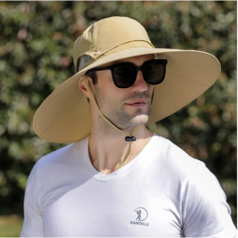1pc Foldable outdoor large brim UV resistant hat for men, summer sun protection hat, versatile fisherman hat for men