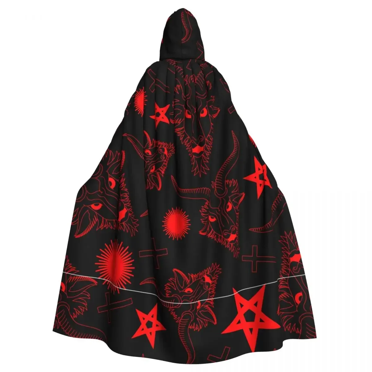 

Hooded Cloak Polyester Unisex Witch Cape Costume AccessoryBaphomet Satan With Goat Head