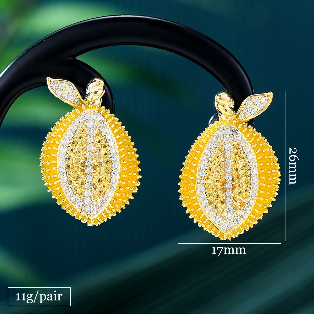 Missvikki Surper Cute Lemon Orange Earrings For Noble Women Bridal Wedding Daily Jewelry Luxury Gorgeous High Quality